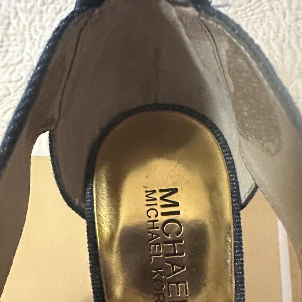 Michael Kors Blue Jean Wedge Sandals - Picture 14 of 16